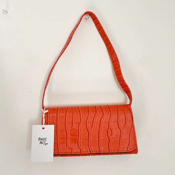 Princess Polly Handbags - princess polly orange crocodile shoulder bag